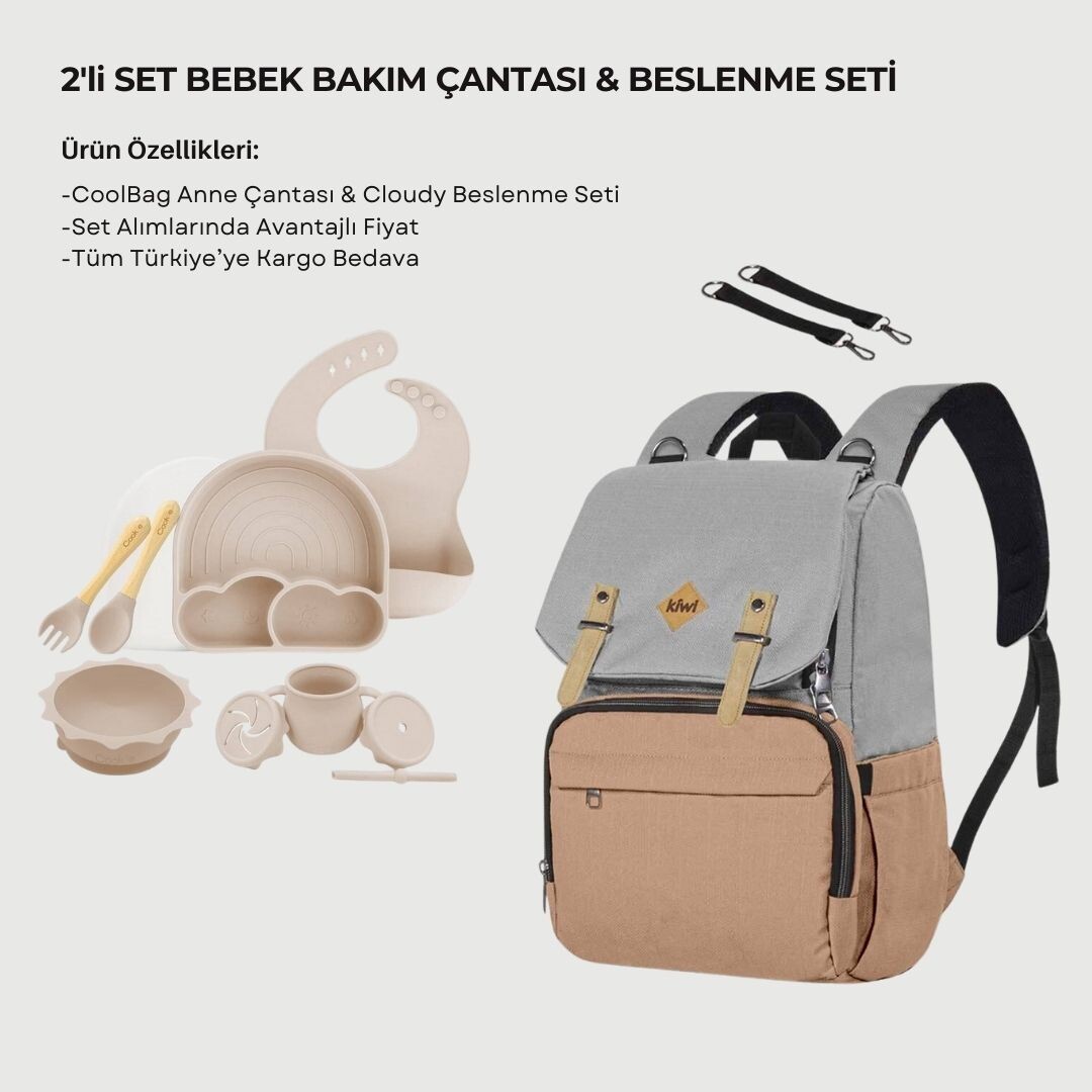 2'li SET BEBEK BAKIM ÇANTASI & BESLENME SETİ