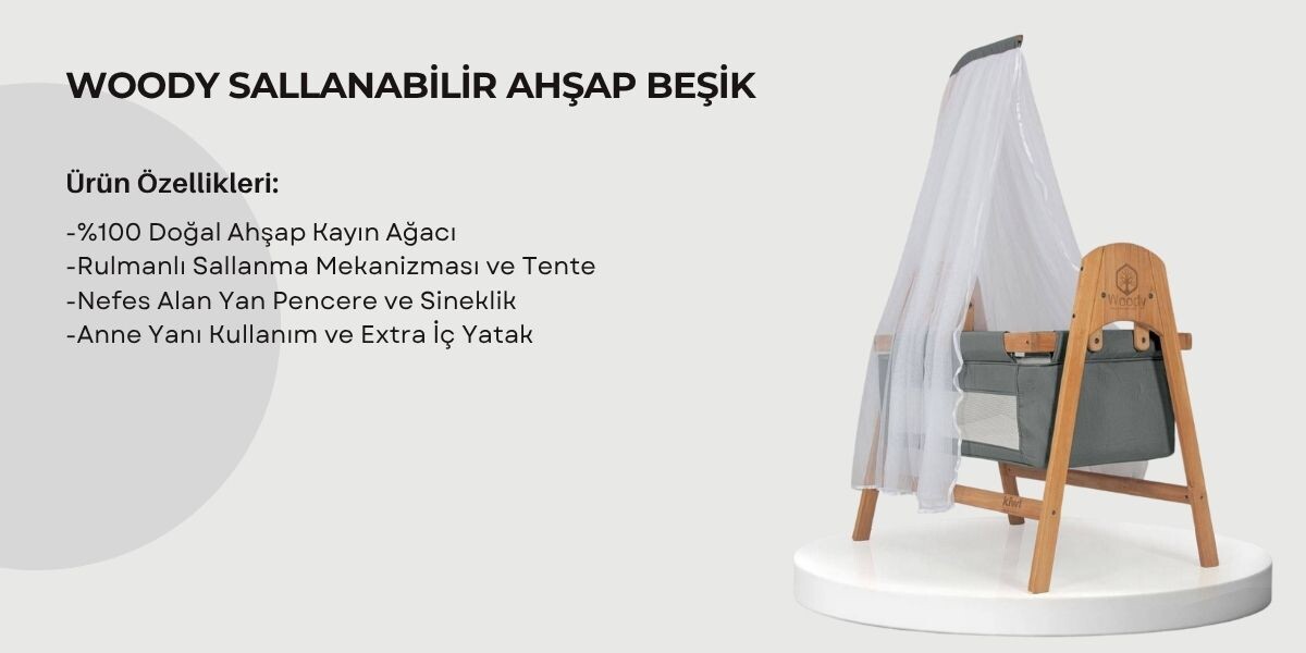 WOODY SALLANABİLİR AHŞAP BEŞİK