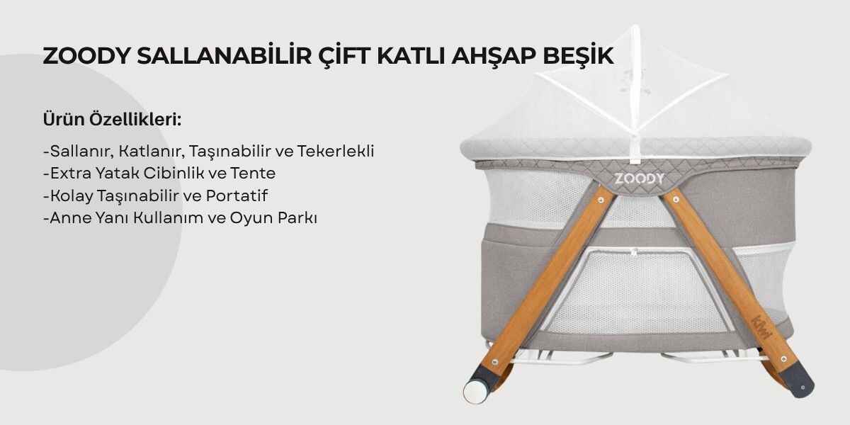 ZOODY SALLANABİLİR ÇİFT KATLI AHŞAP BEŞİK