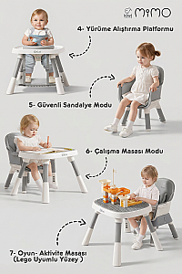 Kiwi Mimo 12’si 1 Arada Çok Fonksiyonlu Mama Sandalyesi – Oyun & Aktivite Masası - 3