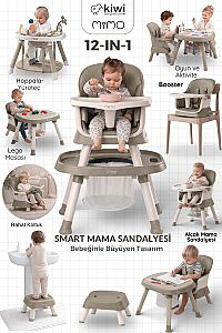 Kiwi Mimo 12’si 1 Arada Çok Fonksiyonlu Mama Sandalyesi – Oyun & Aktivite Masası - Kiwi