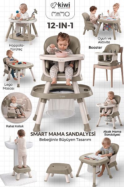 Kiwi Mimo 12’si 1 Arada Çok Fonksiyonlu Mama Sandalyesi – Oyun & Aktivite Masası - 1