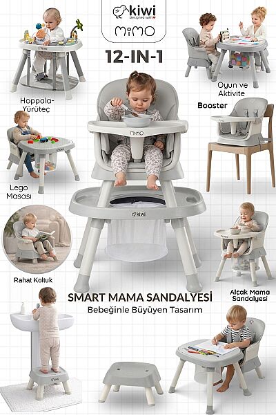 Kiwi Mimo 12’si 1 Arada Çok Fonksiyonlu Mama Sandalyesi – Oyun & Aktivite Masası - 16