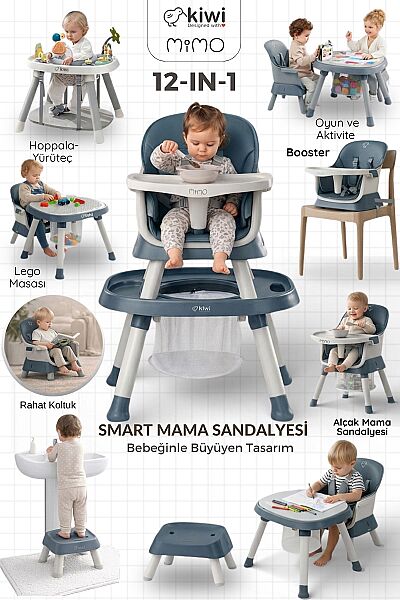 Kiwi Mimo 12’si 1 Arada Çok Fonksiyonlu Mama Sandalyesi – Oyun & Aktivite Masası - 13