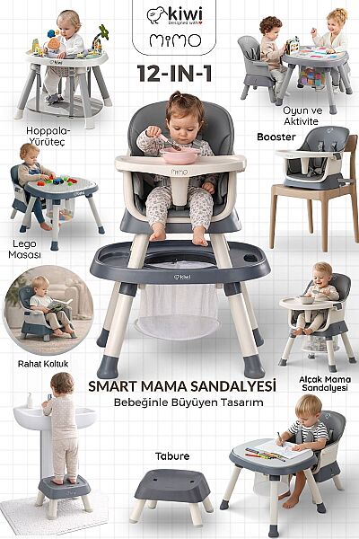 Kiwi Mimo 12’si 1 Arada Çok Fonksiyonlu Mama Sandalyesi – Oyun & Aktivite Masası - 14