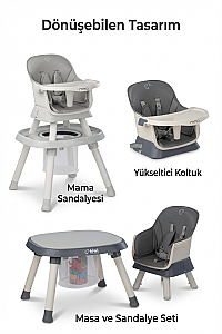 Kiwi Mimo 12’si 1 Arada Çok Fonksiyonlu Mama Sandalyesi – Oyun & Aktivite Masası - 37
