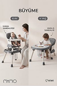 Kiwi Mimo 12’si 1 Arada Çok Fonksiyonlu Mama Sandalyesi – Oyun & Aktivite Masası - 49