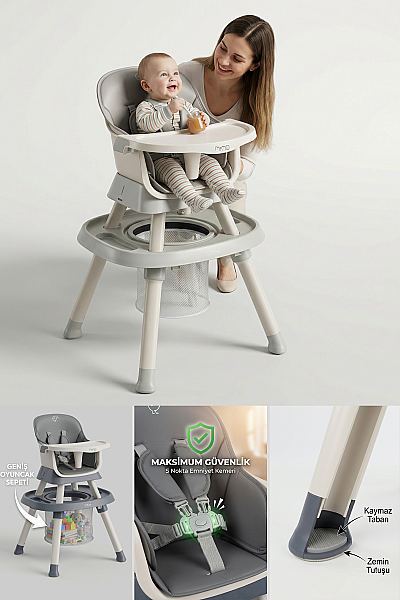 Kiwi Mimo 12’si 1 Arada Çok Fonksiyonlu Mama Sandalyesi – Oyun & Aktivite Masası - 56